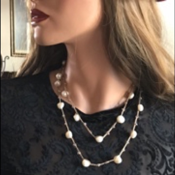 Baroque Pearl & Crystal Crochet Long Necklace - Picture 2 of 8